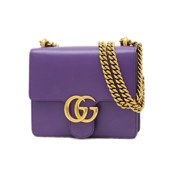 GUCCI Purple Leather GG Marmont Shoulder Bag - Picture 1 of 10